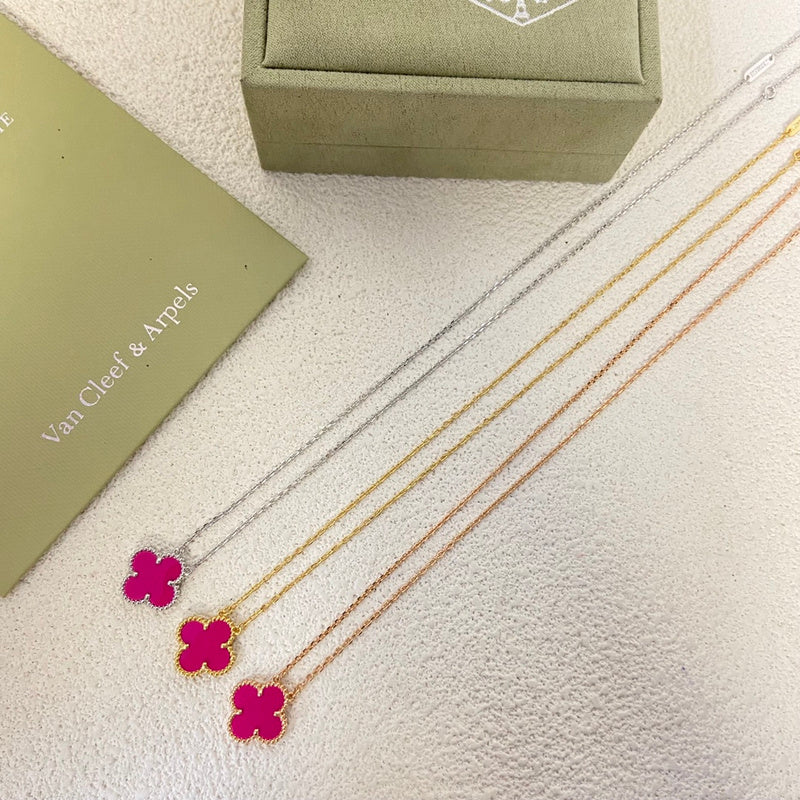 Van Cleef & Arpels   New Plum Red Clover Necklace Jewelry