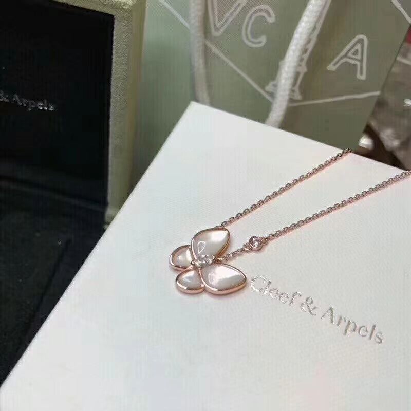 Van Cleef & Arpels   Women's butterfly white fritillary necklace jewelry