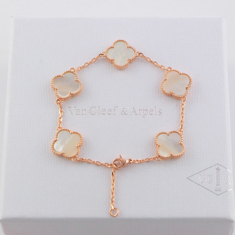 Van Cleef & Arpels  five flowers gold plated Bracelet jewelry about 19.5CM