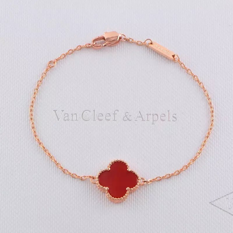 Van Cleef & Arpels Clover Bracelet single flower steel braceletabout 17cm+4cm extra   Jewelry