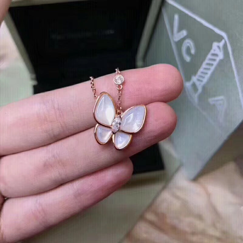Van Cleef & Arpels   Women's butterfly white fritillary necklace jewelry
