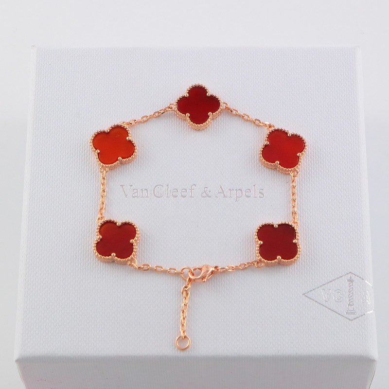 Van Cleef & Arpels  five flowers gold plated Bracelet jewelry about 19.5CM