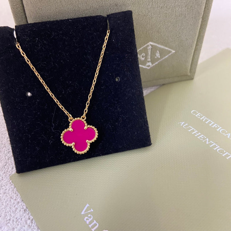 Van Cleef & Arpels   New Plum Red Clover Necklace Jewelry
