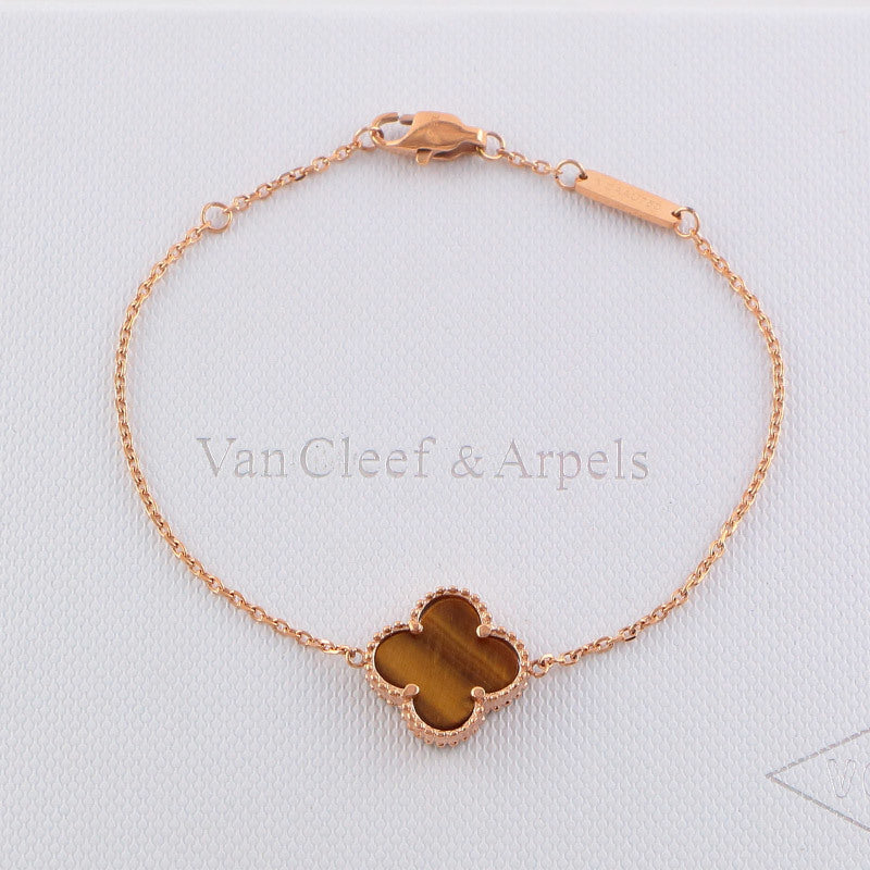 Van Cleef & Arpels Clover Bracelet single flower steel braceletabout 17cm+4cm extra   Jewelry