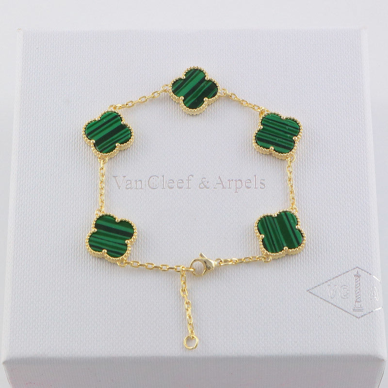 Van Cleef & Arpels  five flowers gold plated Bracelet jewelry about 19.5CM