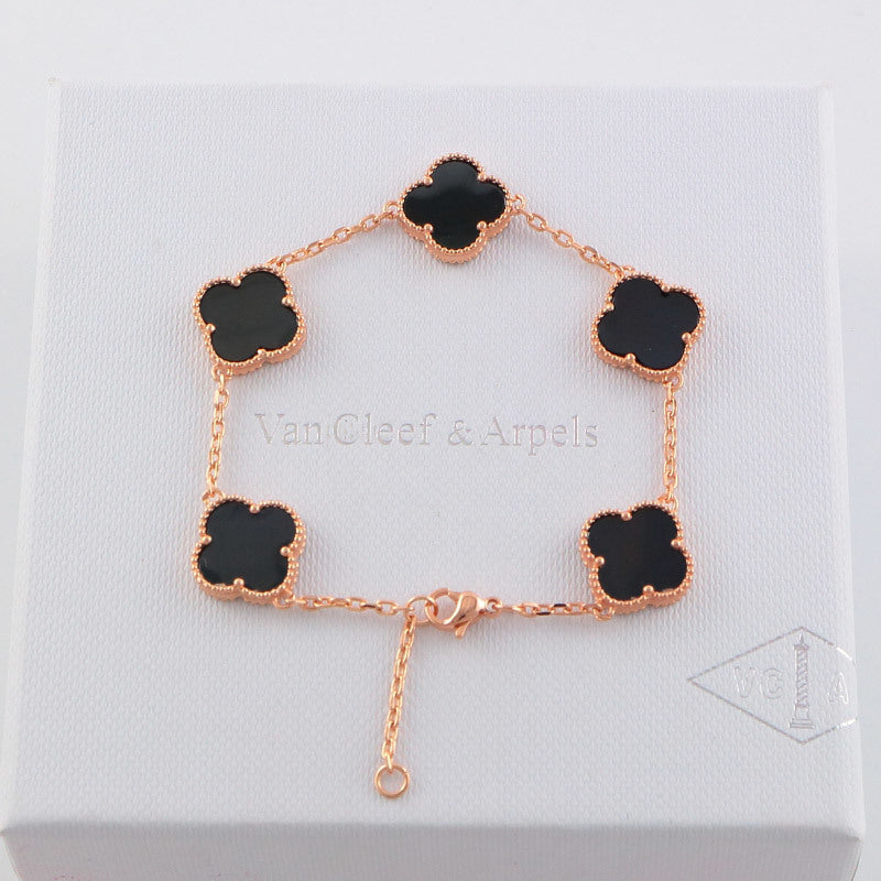 Van Cleef & Arpels  five flowers gold plated Bracelet jewelry about 19.5CM