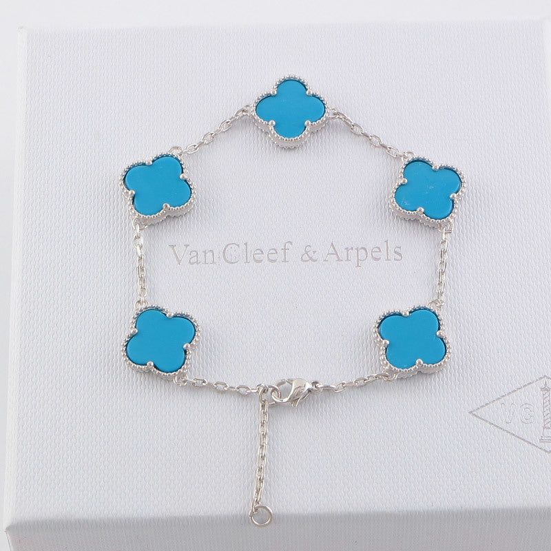 Van Cleef & Arpels  five flowers gold plated Bracelet jewelry about 19.5CM