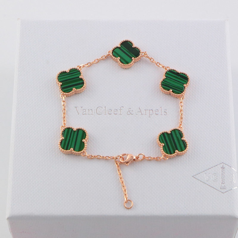 Van Cleef & Arpels  five flowers gold plated Bracelet jewelry about 19.5CM