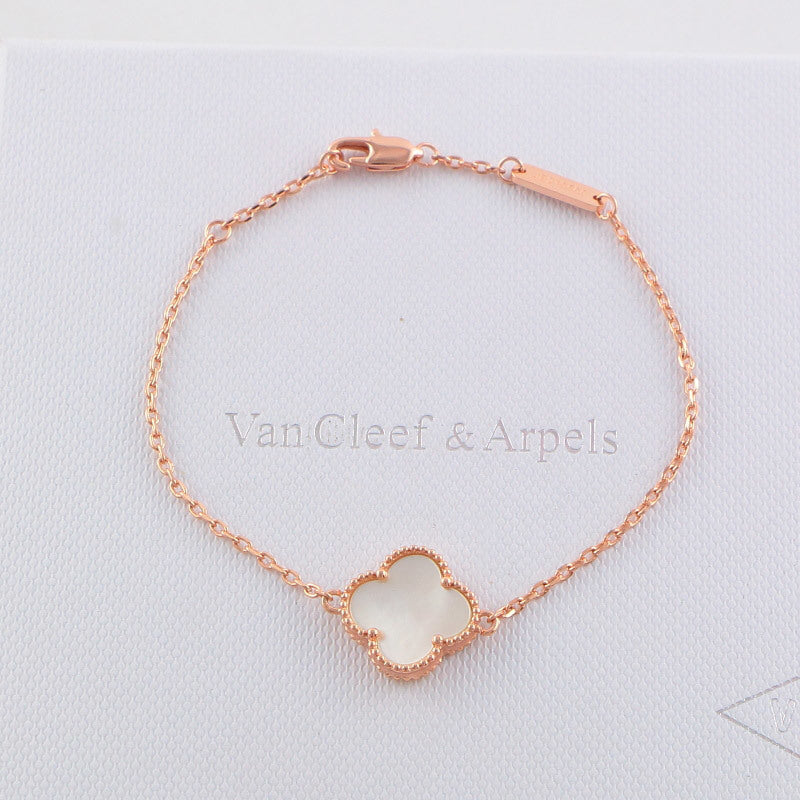 Van Cleef & Arpels Clover Bracelet single flower steel braceletabout 17cm+4cm extra   Jewelry