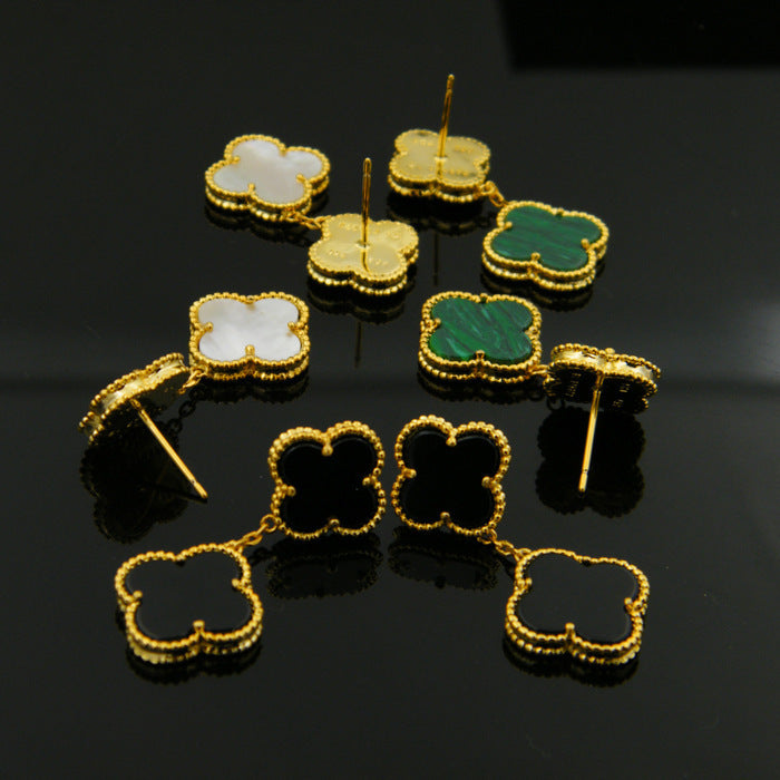 Van Cleef & Arpels Four leaf grass gilded Earrings   Jewelry