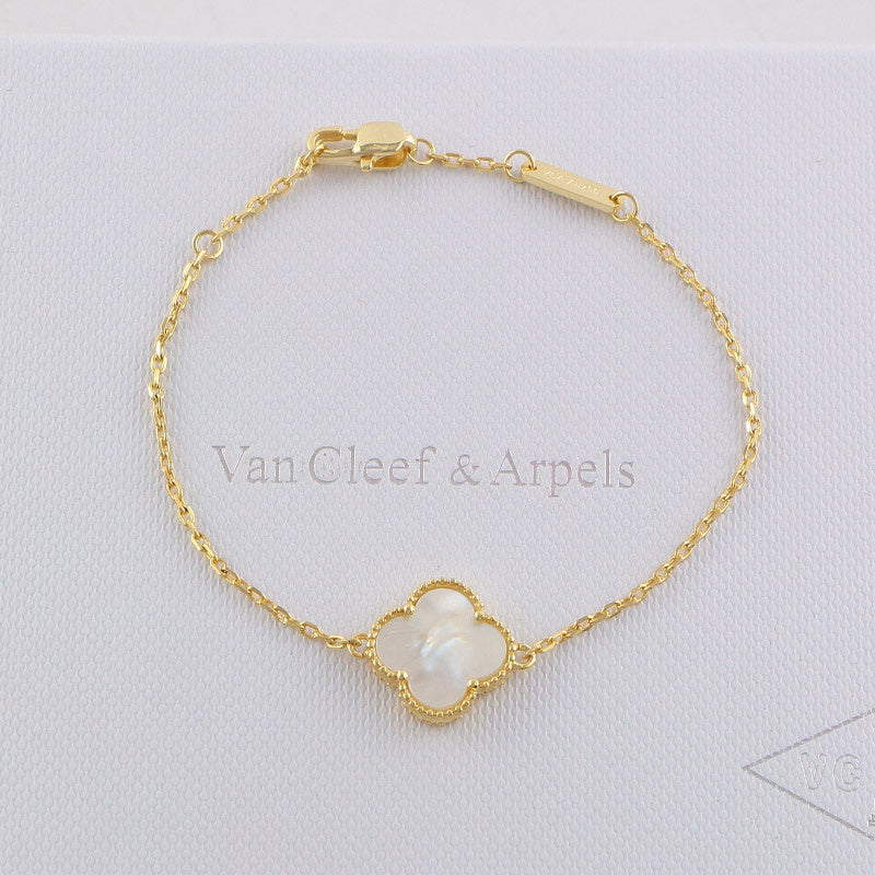 Van Cleef & Arpels Clover Bracelet single flower steel braceletabout 17cm+4cm extra   Jewelry