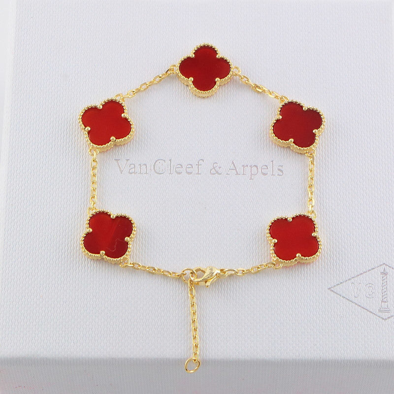 Van Cleef & Arpels  five flowers gold plated Bracelet jewelry about 19.5CM