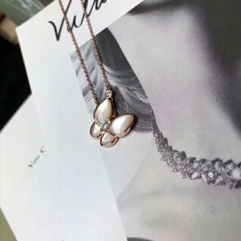 Van Cleef & Arpels   Women's butterfly white fritillary necklace jewelry