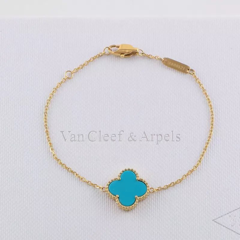 Van Cleef & Arpels Clover Bracelet single flower steel braceletabout 17cm+4cm extra   Jewelry