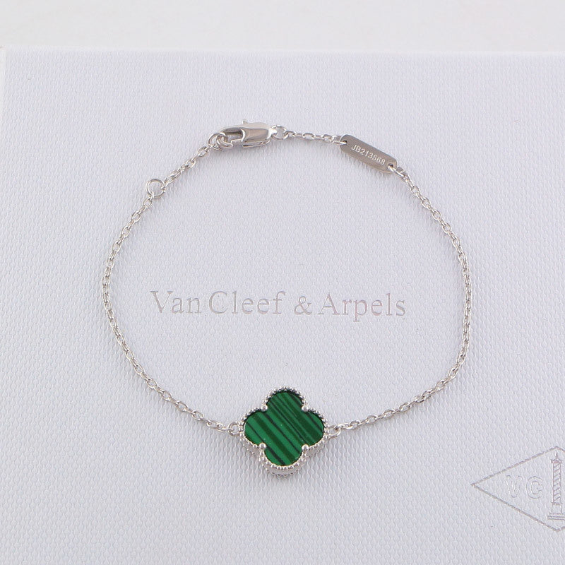 Van Cleef & Arpels Clover Bracelet single flower steel braceletabout 17cm+4cm extra   Jewelry
