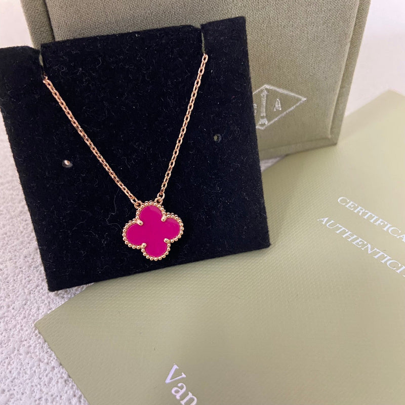 Van Cleef & Arpels   New Plum Red Clover Necklace Jewelry