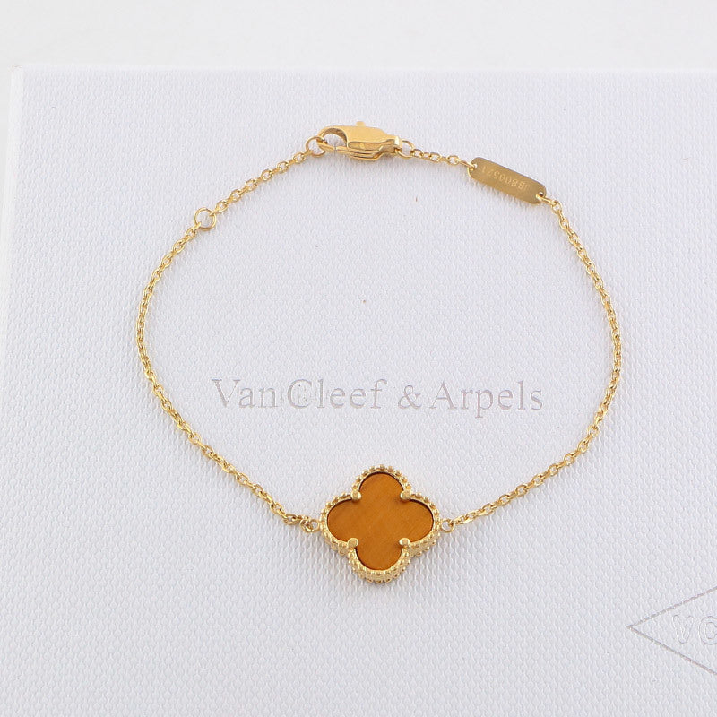 Van Cleef & Arpels Clover Bracelet single flower steel braceletabout 17cm+4cm extra   Jewelry
