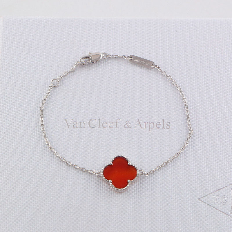 Van Cleef & Arpels Clover Bracelet single flower steel braceletabout 17cm+4cm extra   Jewelry