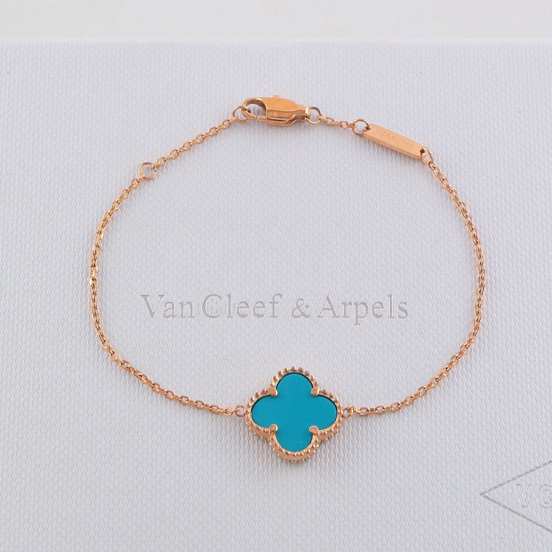 Van Cleef & Arpels Clover Bracelet single flower steel braceletabout 17cm+4cm extra   Jewelry