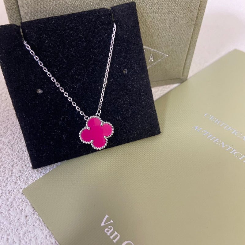 Van Cleef & Arpels   New Plum Red Clover Necklace Jewelry