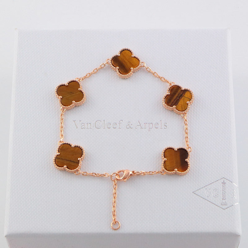 Van Cleef & Arpels  five flowers gold plated Bracelet jewelry about 19.5CM