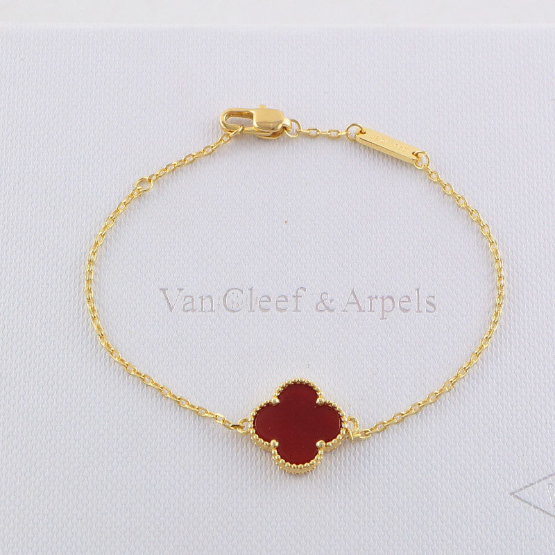 Van Cleef & Arpels Clover Bracelet single flower steel braceletabout 17cm+4cm extra   Jewelry