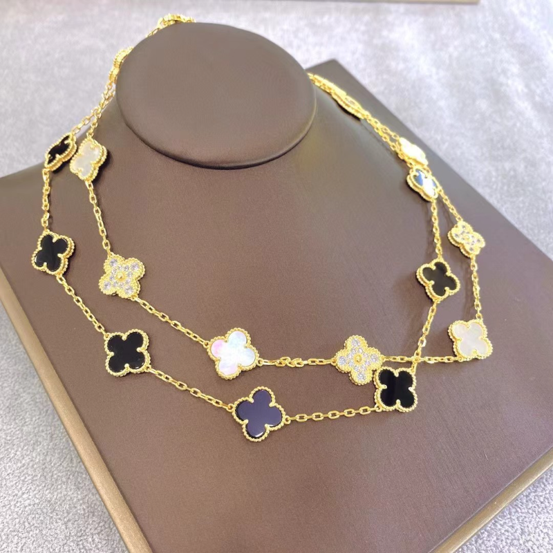 Van Cleef & Arpels High Version Clover Ten Flower Necklace Thick Plated Necklace Jewelry