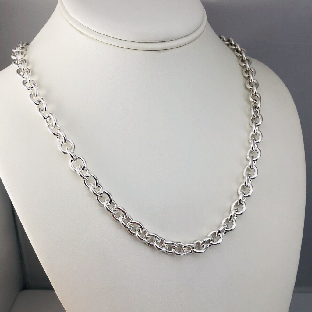 TiffanyNecklace 22" Tiffany Round Link Rolo Necklace in Silver - Mens Unisex