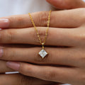 Cartier 1 Carat Square Necklace 925 Sterling Silver Moissanite Pendant Necklace