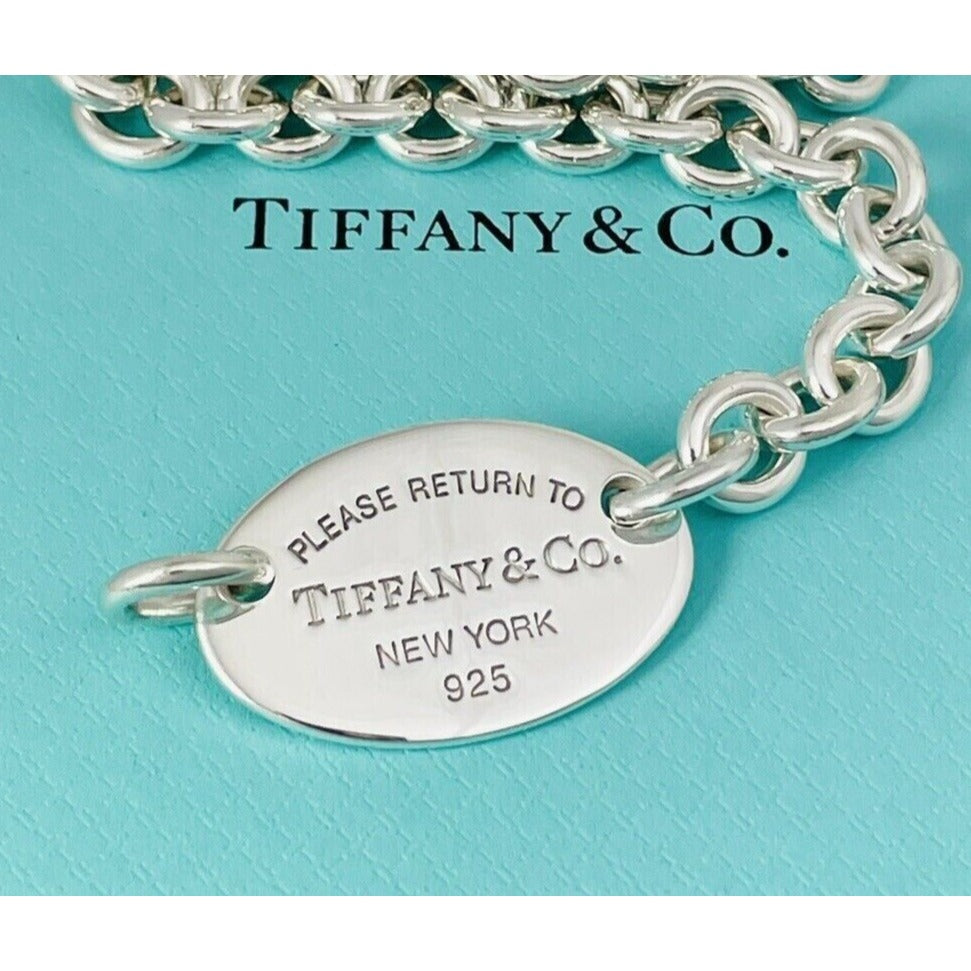 TiffanyNecklace 18" inch Return To Tiffany Oval Tag Necklace Choker Large Pendant NEW VERSION