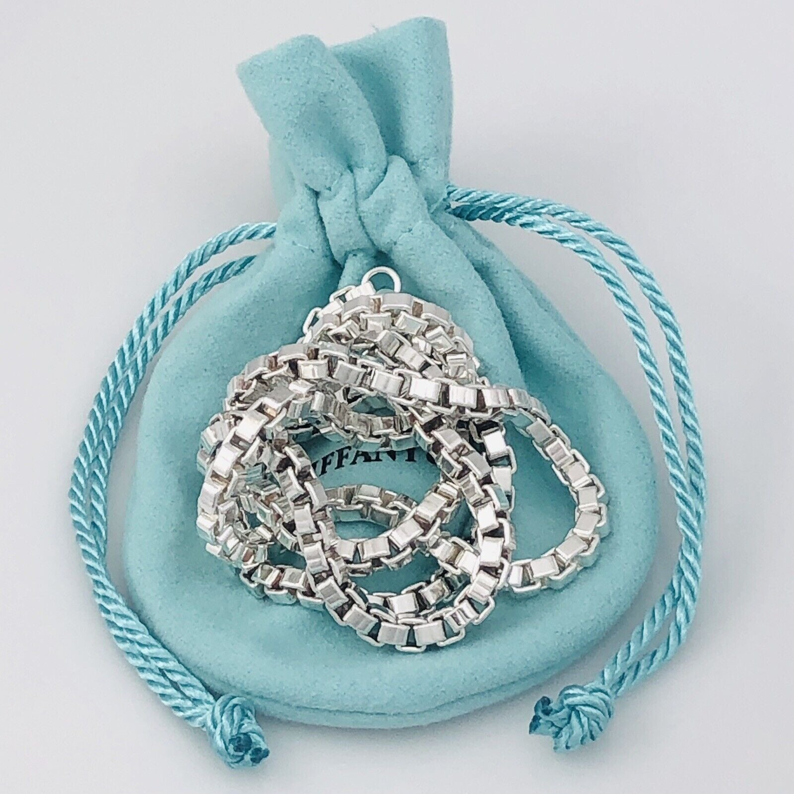 TiffanyNecklace 22” Tiffany & Co Venetian Box Link Necklace in Sterling Silver - Large Men’s Unisex