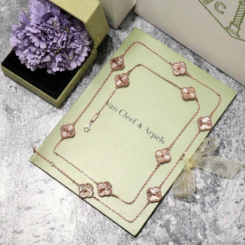 Van Cleef & Arpels necklaces 316L steel plating gold Jewelry VCA necklace two size  Jewelry