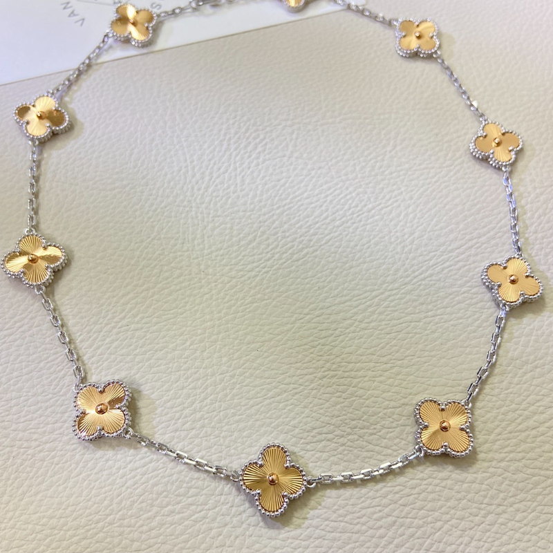 Van Cleef & Arpels Women's new product laser color separation ten flower necklace jewelry