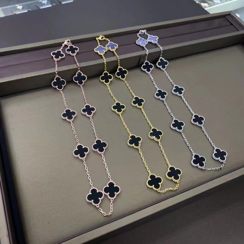 Van Cleef & Arpels High Version Clover Ten Flower Necklace Thick Plated Necklace Jewelry
