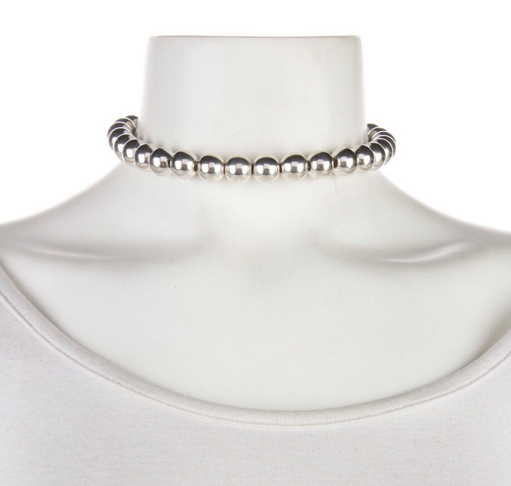 TiffanyNecklace 16" Tiffany HardWear Bead Ball Choker Necklace 10mm Beads in Silver